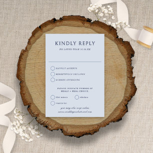 Elegant Minimalist Vintage Dusty Blue Wedding RSVP Card