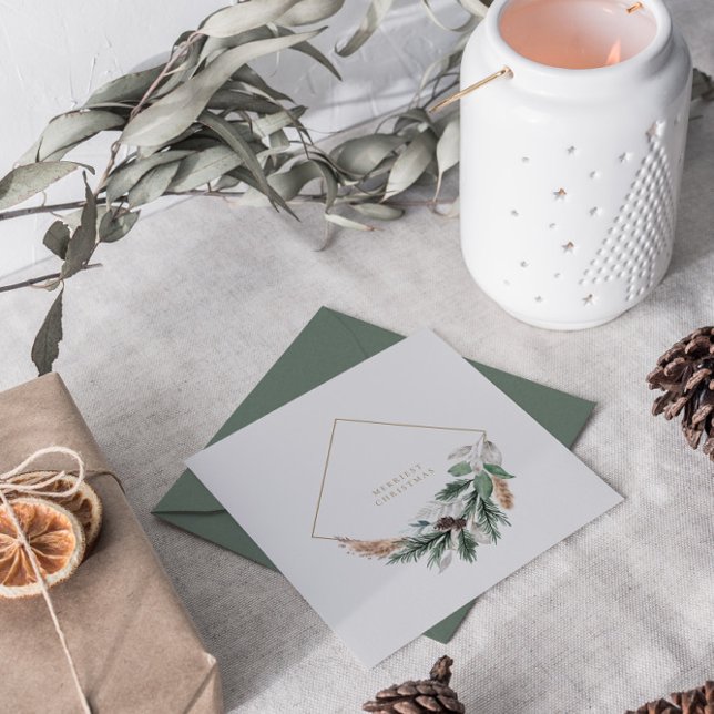 Elegant Minimalist Watercolor Christmas Wreath Holiday Card (Creator Uploaded)