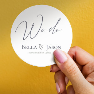 Elegant Minimalist We Do Wedding Save The Date Classic Round Sticker
