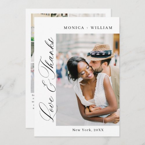 Elegant Minimalist Wedding 5 Photo Thank You Card