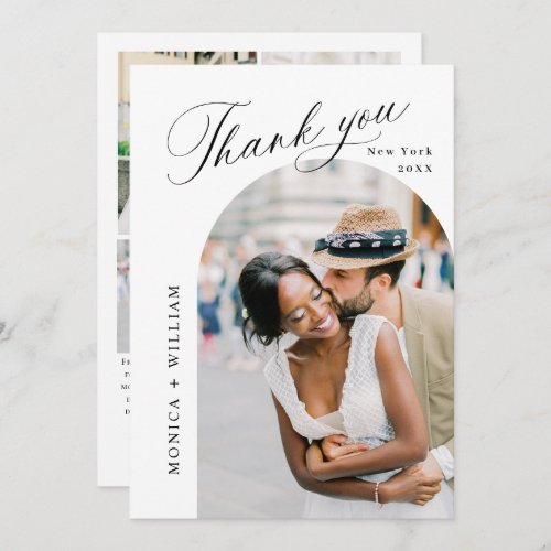 Elegant Minimalist Wedding 5 Photo Thank You Card