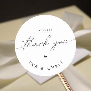 Elegant Minimalist Wedding a Sweet Thank You Classic Round Sticker