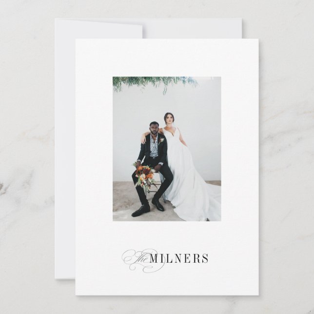 Elegant Minimalist Wedding Announcement Card (Front)