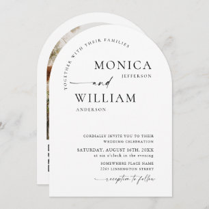 Elegant Minimalist Wedding Arch Photo QR code Invitation