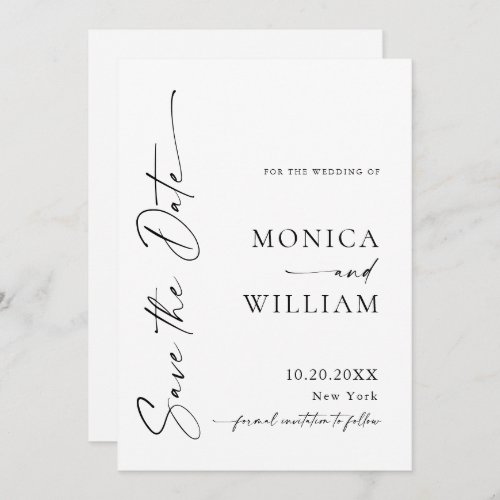 Elegant Minimalist Wedding Black White Save The Date