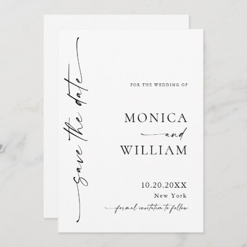 Elegant Minimalist Wedding Black White Save The Date