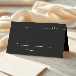 "Elegant Minimalist Wedding  Black & White Seating Place Card