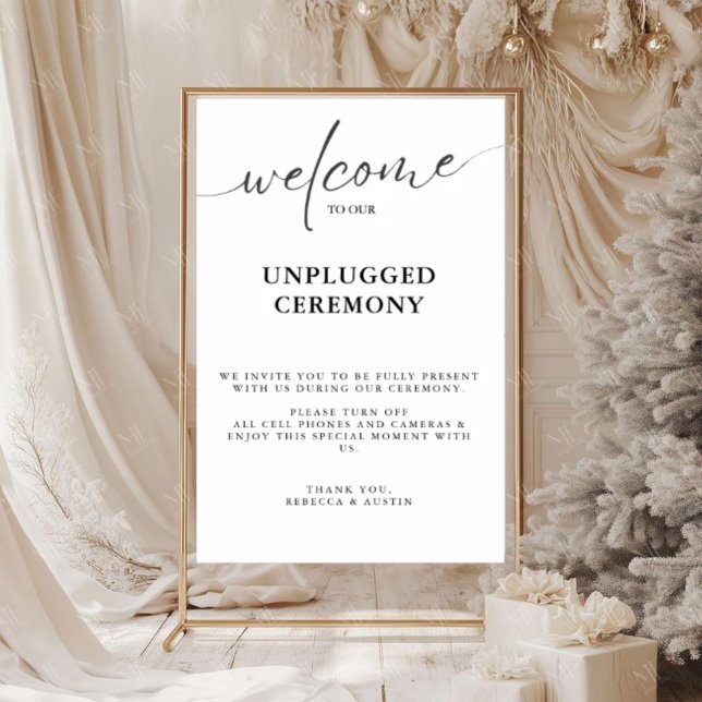 Elegant minimalist wedding ceremony unplugged poster (Creator Uploaded)