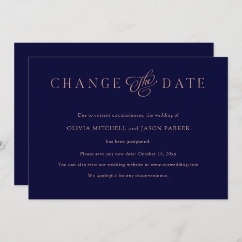 Elegant Minimalist  Wedding Change the Date Invitation