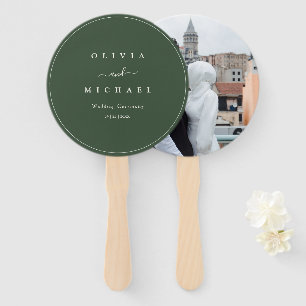 Elegant Minimalist Wedding Dark Green Classic Chic Hand Fan