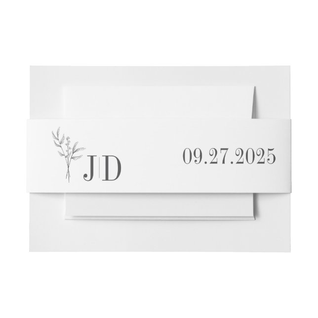Elegant Minimalist Wedding Date Invitation Belly Band (Front Example)
