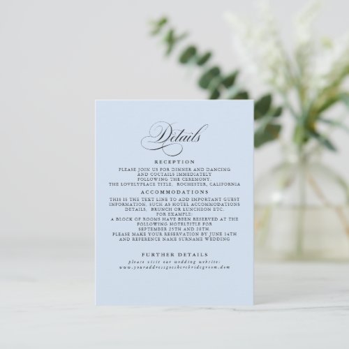 Elegant Minimalist Wedding Details Enclosure Card