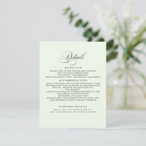 Elegant Minimalist Wedding Details Enclosure Card