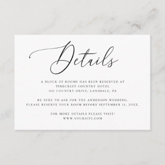 Elegant Minimalist Wedding Details with Script Enclosure Card