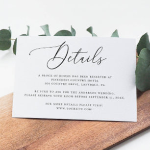 Elegant Minimalist Wedding Details with Script Enclosure Card
