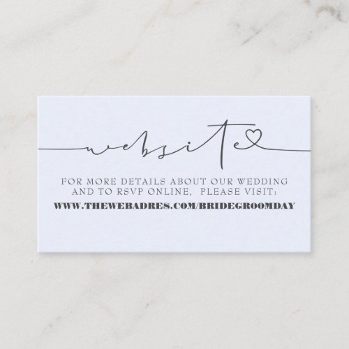 Elegant Minimalist Wedding Dusty Blue Website Enclosure Card