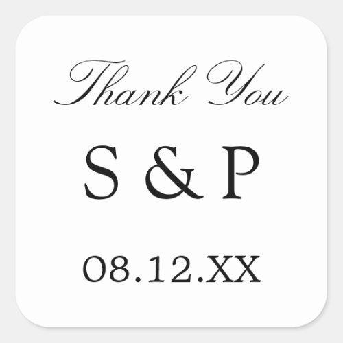 Elegant Minimalist Wedding Favor Thank You Square Sticker