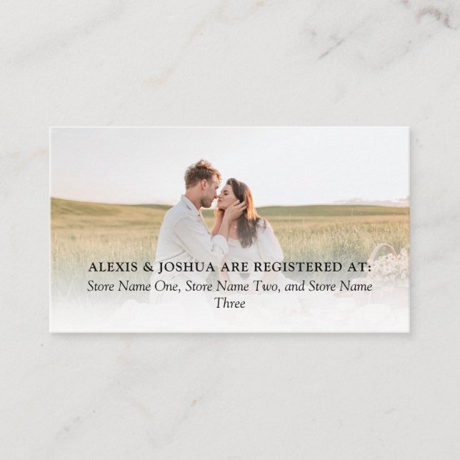 Elegant Minimalist Wedding Gift Registry Photo Enclosure Card (Front)