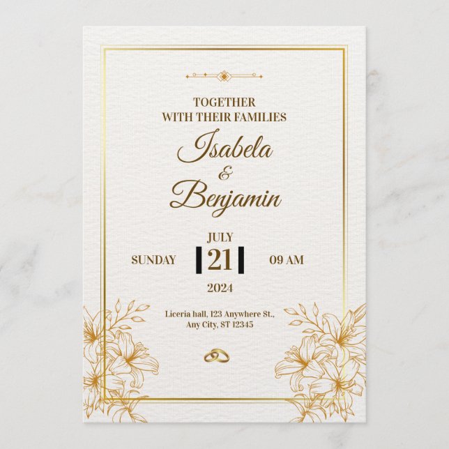 Elegant Minimalist Wedding Invitation | Classic Bl (Front)