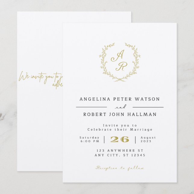 Elegant Minimalist Wedding Invitation﻿,On a Budget Invitation (Front/Back)