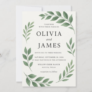 Elegant Minimalist Wedding Invitation with Botanic