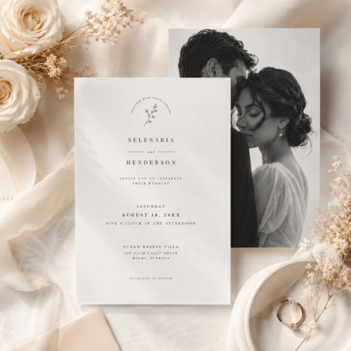 Elegant Minimalist Wedding Invitation with Photo