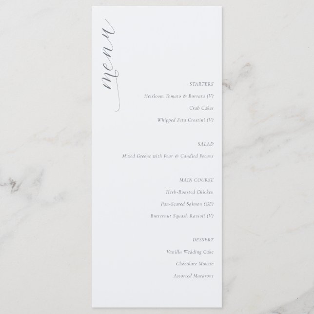 Elegant Minimalist Wedding Menu (Front)