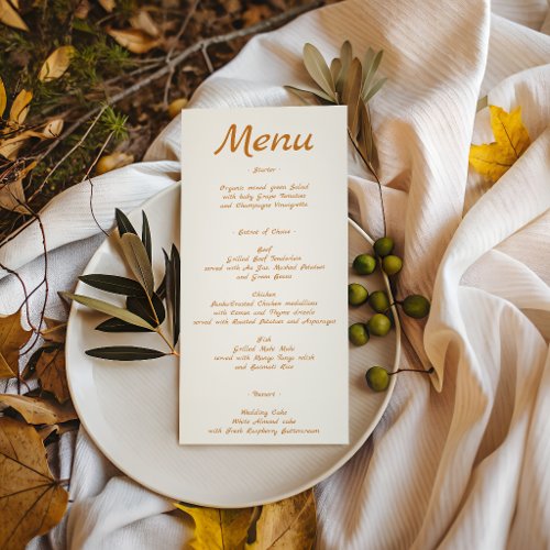 Elegant Minimalist Wedding Menu