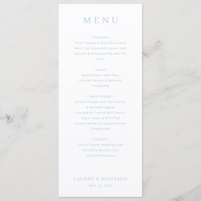 Elegant Minimalist Wedding Menu (Front)