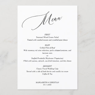Elegant Minimalist Wedding Menu