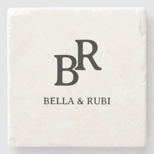 Elegant Minimalist Wedding Monogram Design Stone Coaster