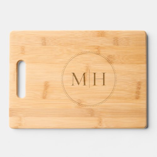 Elegant Minimalist Wedding Monogram Dotted Border Cutting Board