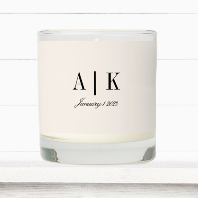 Elegant Minimalist Wedding Monogram Scented Candle (Creator Uploaded)