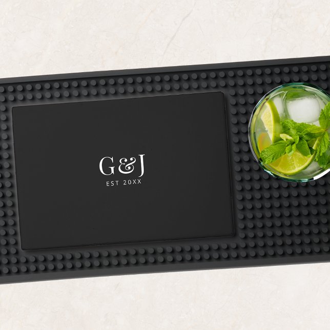 Elegant Minimalist Wedding Monogram with Est Date Bar Mat (Creator Uploaded)