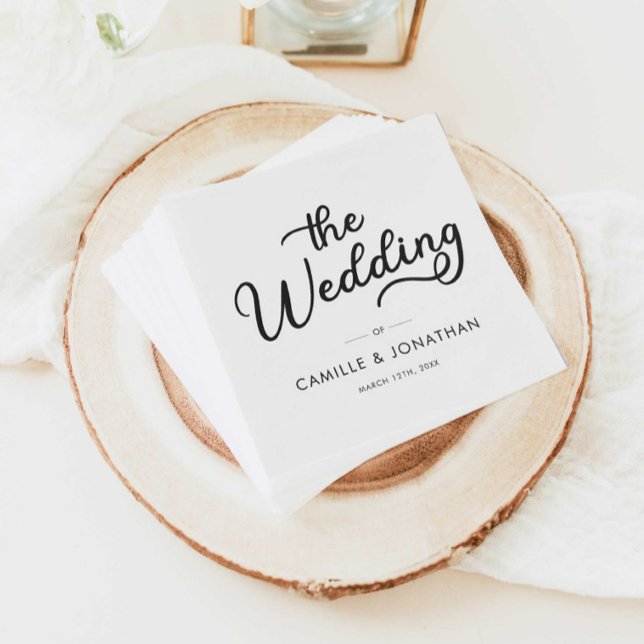 Elegant Minimalist Wedding Napkins (Elegant Modern Wedding Personalized Paper Napkins)