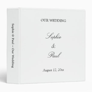 Elegant Minimalist Wedding Personalized 3 Ring Binder