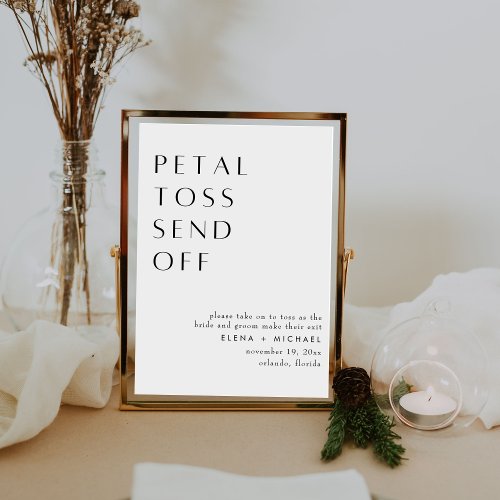 Elegant Minimalist Wedding Petal Toss Send Off Pedestal Sign
