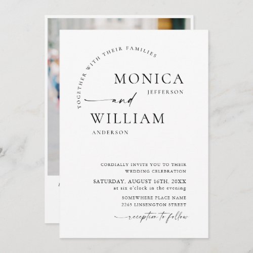 Elegant Minimalist Wedding Photo QR code Invitation