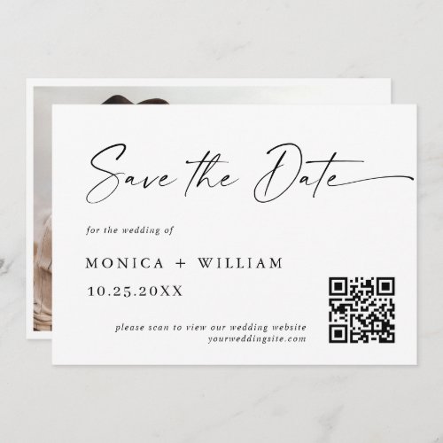 Elegant Minimalist Wedding Photo QR code Save The Date