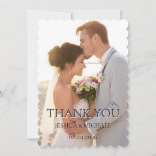 Elegant Minimalist Wedding Photo Thank You Card