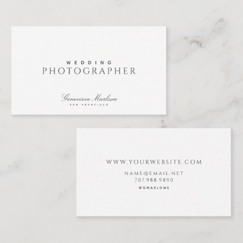 Elegant Minimalist Wedding Photographer Business Card