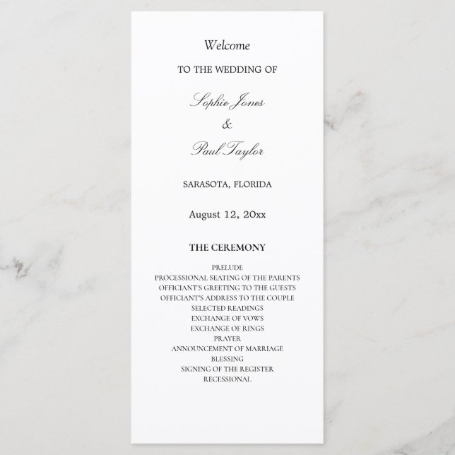 Elegant Minimalist Wedding Program (Front)