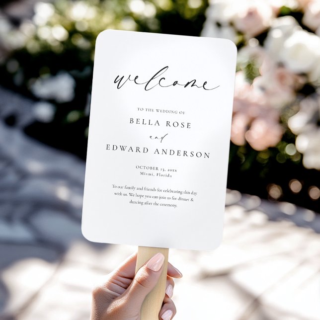 Elegant Minimalist Wedding Program Hand Fan (Creator Uploaded)