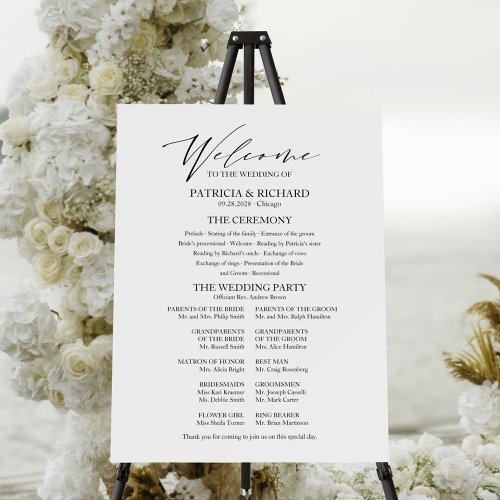 Elegant Minimalist Wedding Program Sign