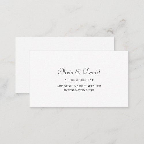 Elegant Minimalist Wedding Registry Card