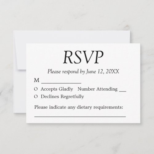 Elegant Minimalist Wedding RSVP Card