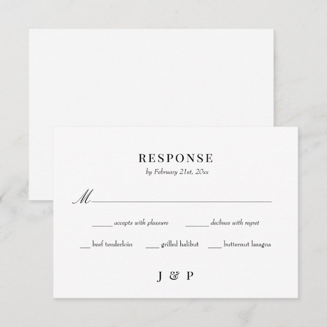 Elegant Minimalist Wedding RSVP Card (Front/Back)