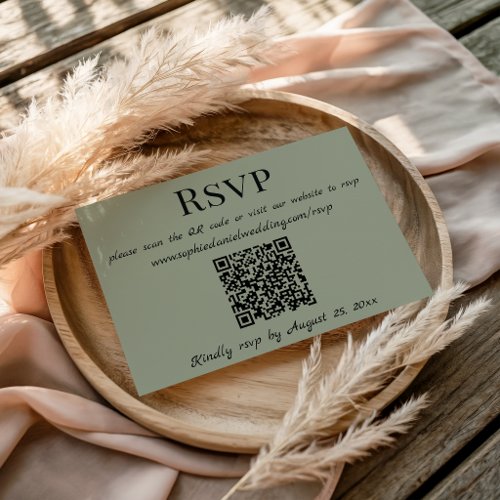 Elegant Minimalist Wedding RSVP Card with QR Code
