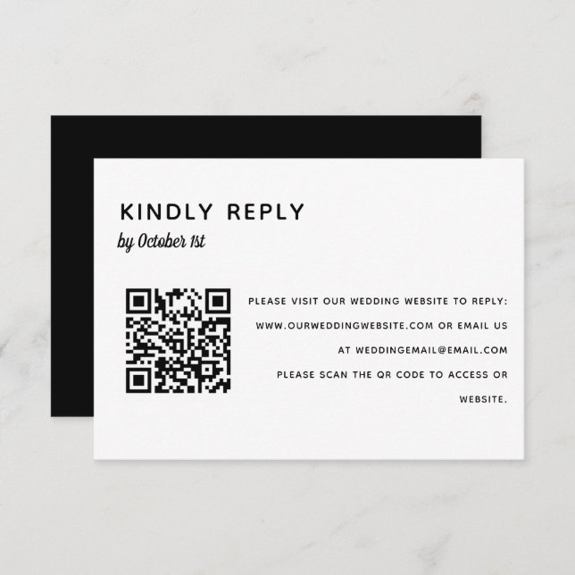 Elegant Minimalist Wedding RSVP QR Code Online (Front/Back)