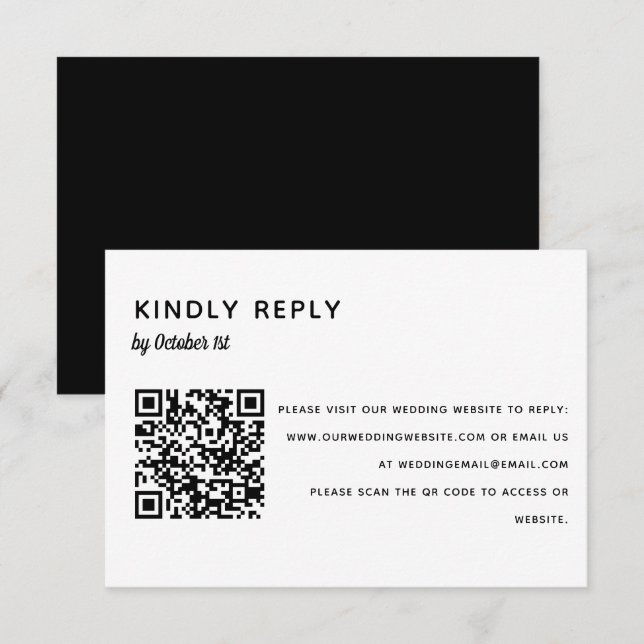 Elegant Minimalist Wedding RSVP QR Code Online Card (Front/Back)
